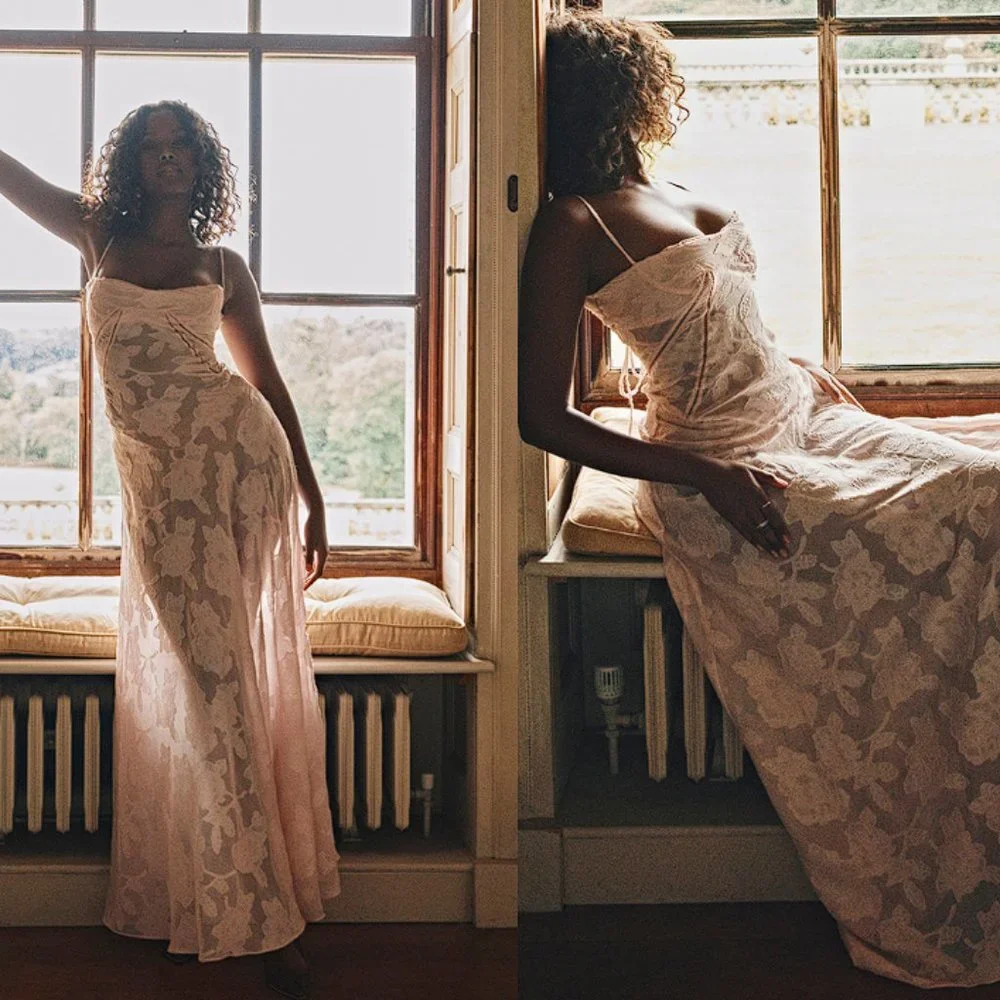 House of Cb 'Seren' Soft Pink Floral Lace Back Maxi Dress NWT - Picture 7 of 13